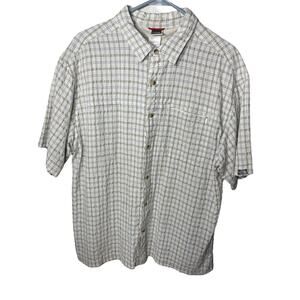 The North Face Men’s Button Down Shirt Short Sleeve White Plaid Size Large